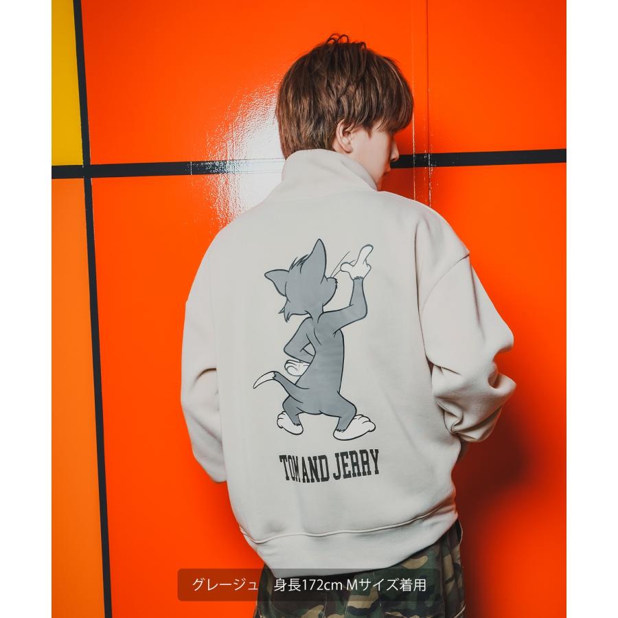 トレーナー メンズ TOM&JERRY トムとジェリー プリント コットンタッチ 裏起毛 スウェット ハイネック 大きめ アメカジ スケーター ストリート 古着MIX 韓国 | improves | 10