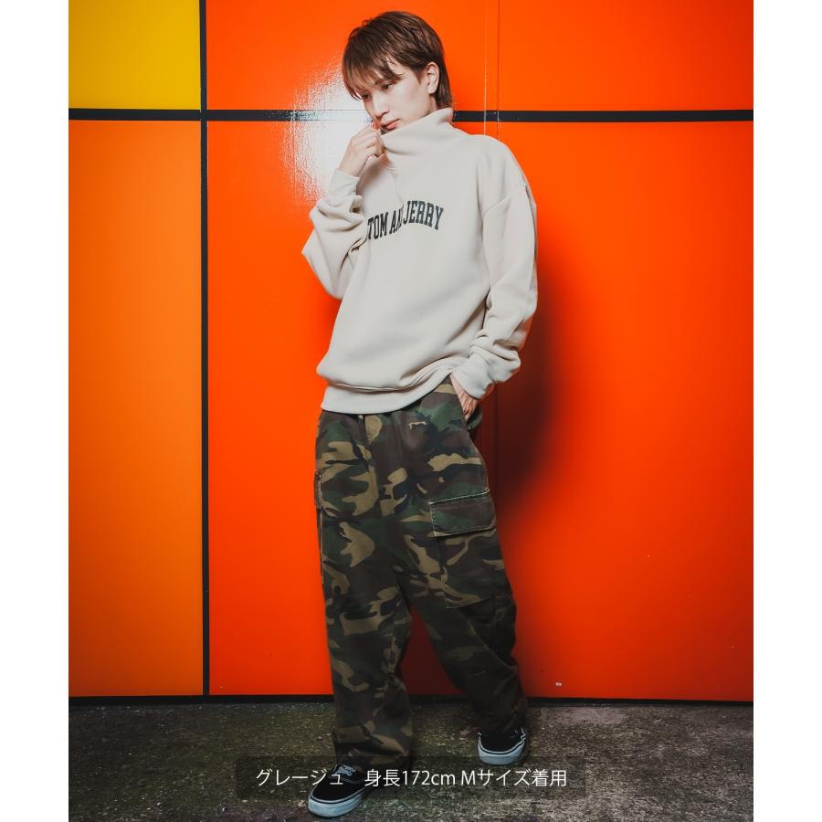 トレーナー メンズ TOM&JERRY トムとジェリー プリント コットンタッチ 裏起毛 スウェット ハイネック 大きめ アメカジ スケーター ストリート 古着MIX 韓国 | improves | 12