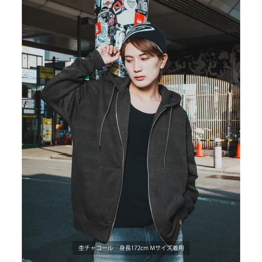 ジップパーカー メンズ レディース 裏起毛 綿タッチ スウェット フルジップ パーカー オーバーサイズ ビッグシルエット 無地 ストリート 韓国 | improves | 14