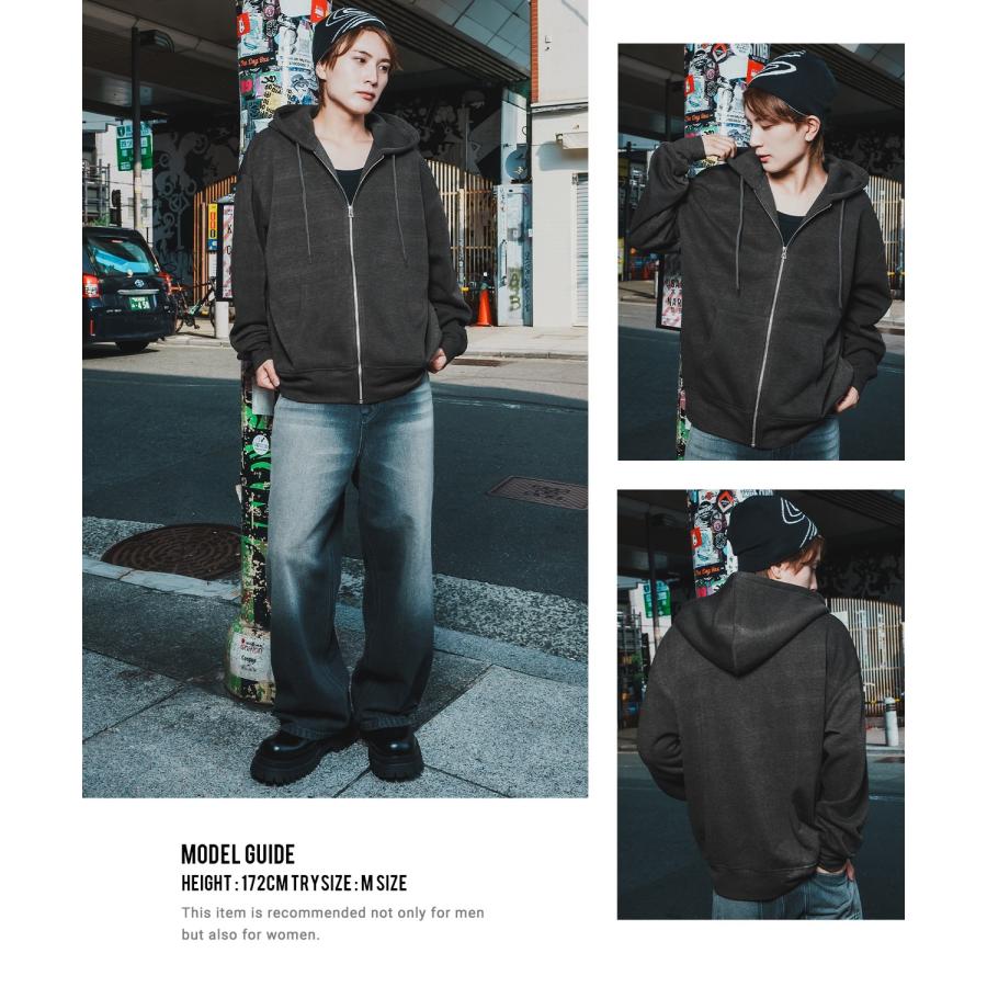 ジップパーカー メンズ レディース 裏起毛 綿タッチ スウェット フルジップ パーカー オーバーサイズ ビッグシルエット 無地 ストリート 韓国 | improves | 15
