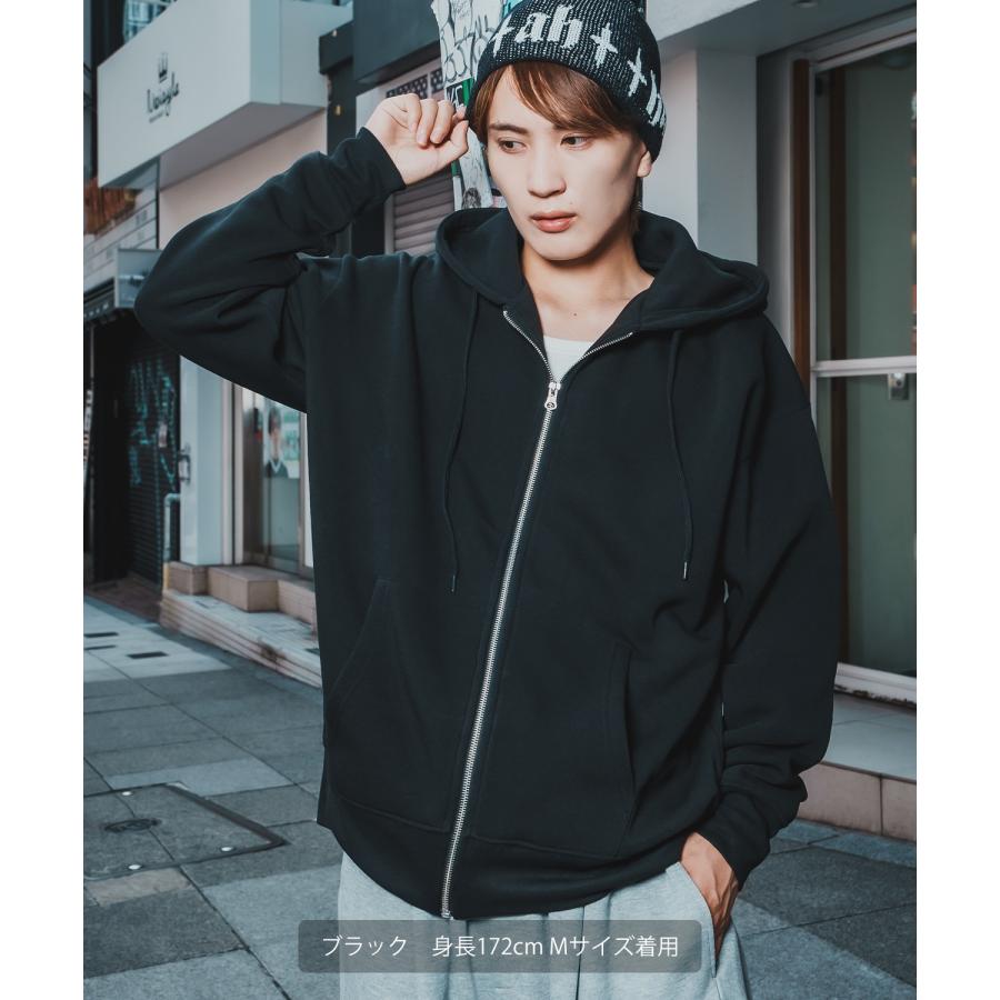 ジップパーカー メンズ レディース 裏起毛 綿タッチ スウェット フルジップ パーカー オーバーサイズ ビッグシルエット 無地 ストリート 韓国 | improves | 07