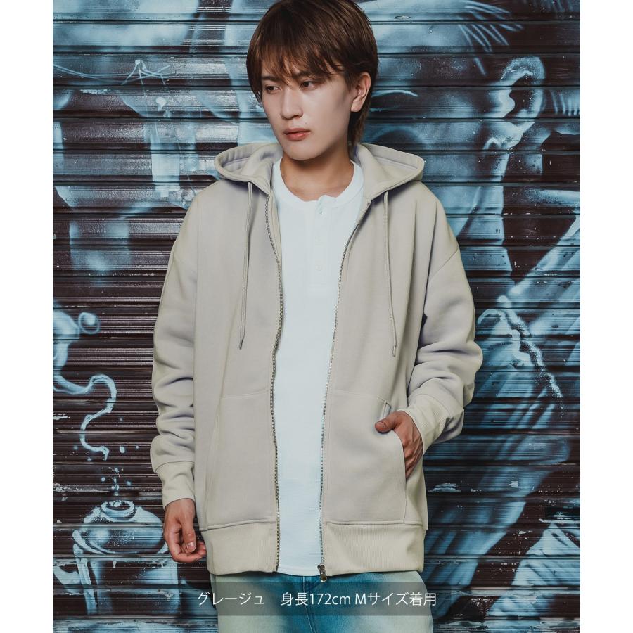 ジップパーカー メンズ レディース 裏起毛 綿タッチ スウェット フルジップ パーカー オーバーサイズ ビッグシルエット 無地 ストリート 韓国 | improves | 10