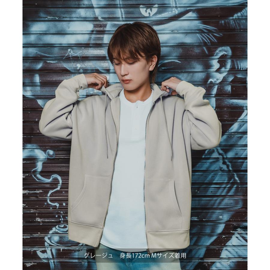 ジップパーカー メンズ レディース 裏起毛 綿タッチ スウェット フルジップ パーカー オーバーサイズ ビッグシルエット 無地 ストリート 韓国 | improves | 11