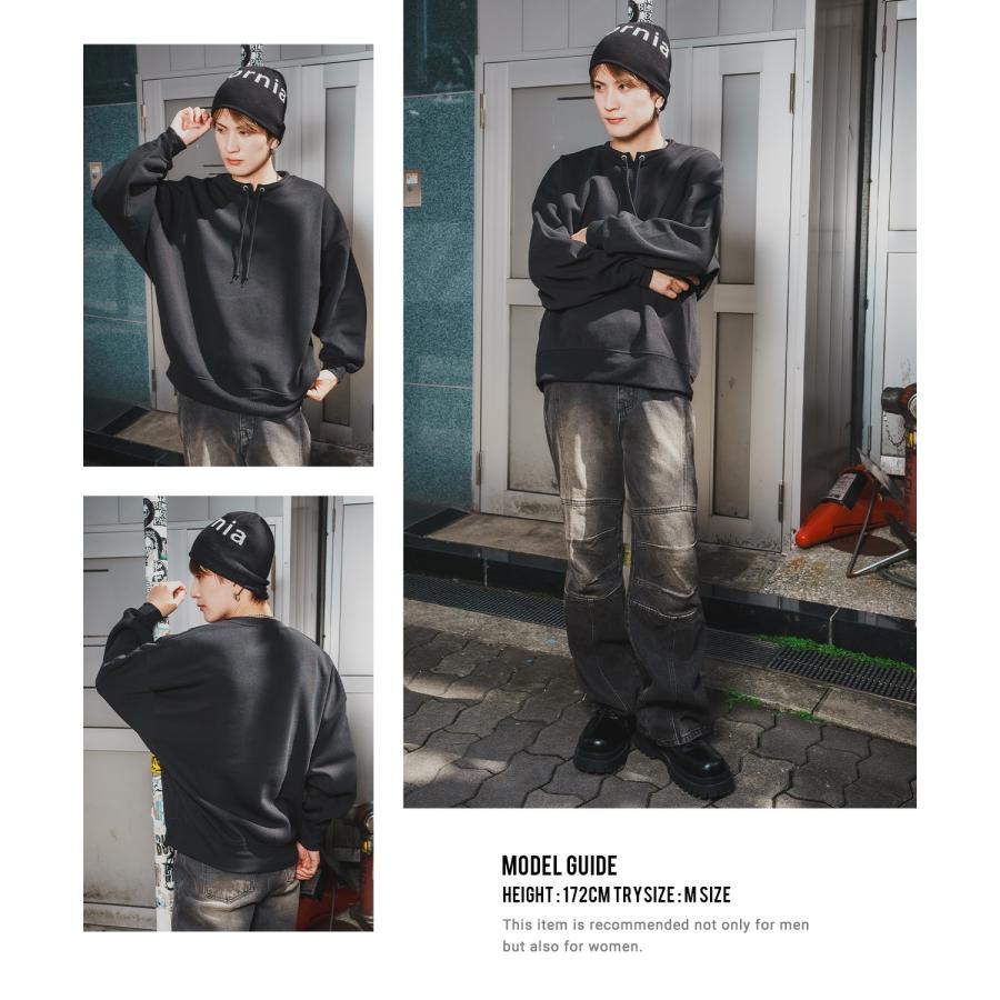 トレーナー メンズ レディース ネックコード ドルマンスリーブ 裏起毛 スウェット シンプル 大きめ アメカジ カジュアル スケーター ストリート 古着MIX 韓国 | improves | 05