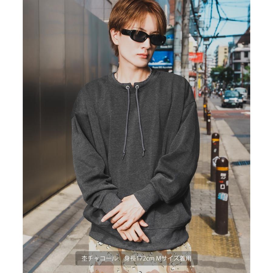 トレーナー メンズ レディース ネックコード ドルマンスリーブ 裏起毛 スウェット シンプル 大きめ アメカジ カジュアル スケーター ストリート 古着MIX 韓国 | improves | 06