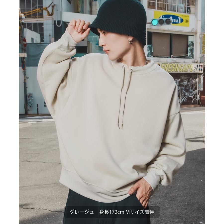 トレーナー メンズ レディース ネックコード ドルマンスリーブ 裏起毛 スウェット シンプル 大きめ アメカジ カジュアル スケーター ストリート 古着MIX 韓国 | improves | 10