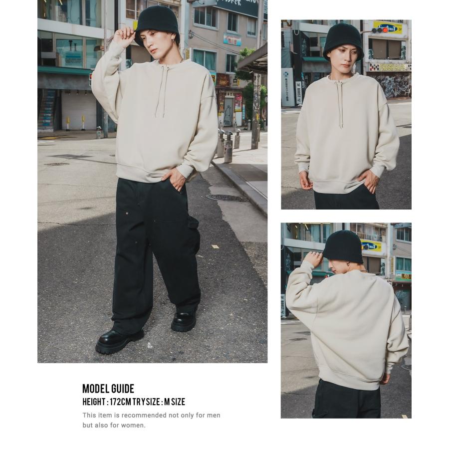 トレーナー メンズ レディース ネックコード ドルマンスリーブ 裏起毛 スウェット シンプル 大きめ アメカジ カジュアル スケーター ストリート 古着MIX 韓国 | improves | 11