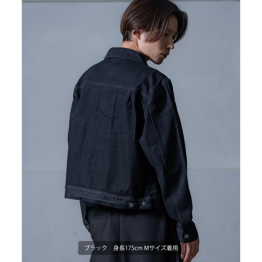 デニムジャケット メンズ レディース ショート丈 ジージャン 10oz Gジャン ライトデニム アウター 羽織り 春 秋 冬 カジュアル モード ブラック ネイビー | improves | 06