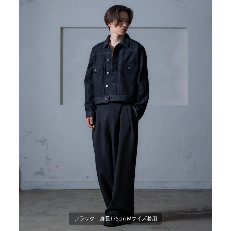 デニムジャケット メンズ レディース ショート丈 ジージャン 10oz Gジャン ライトデニム アウター 羽織り 春 秋 冬 カジュアル モード ブラック ネイビー | improves | 07