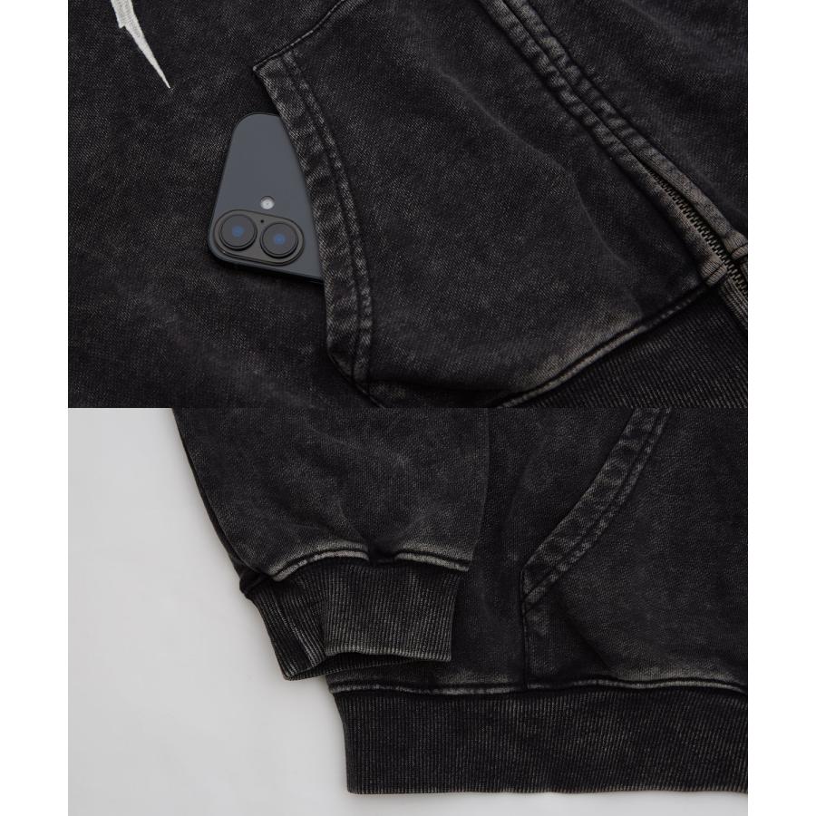 パーカー メンズ 刺しゅう ロゴ ヴィンテージ加工 ショート丈 裏毛 スウェット ジップパーカー 秋 冬 アメカジ カジュアル Y2K ストリート 90s ストリート 韓国 | improves | 20