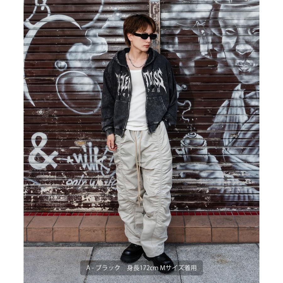 パーカー メンズ 刺しゅう ロゴ ヴィンテージ加工 ショート丈 裏毛 スウェット ジップパーカー 秋 冬 アメカジ カジュアル Y2K ストリート 90s ストリート 韓国 | improves | 07