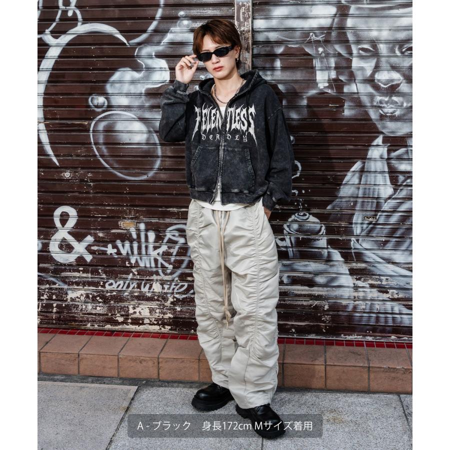 パーカー メンズ 刺しゅう ロゴ ヴィンテージ加工 ショート丈 裏毛 スウェット ジップパーカー 秋 冬 アメカジ カジュアル Y2K ストリート 90s ストリート 韓国 | improves | 09