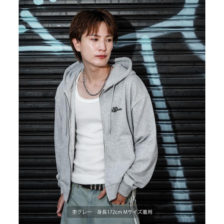 パーカー メンズ ワンポイント 刺しゅう ショート丈 裏毛 スウェッ ト ジップパーカー 秋 冬 アメカジ カジュアル Y2K ストリート 90s ストリート 韓国 | improves | 03