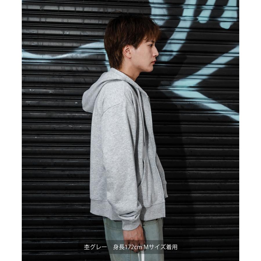 パーカー メンズ ワンポイント 刺しゅう ショート丈 裏毛 スウェッ ト ジップパーカー 秋 冬 アメカジ カジュアル Y2K ストリート 90s ストリート 韓国 | improves | 04