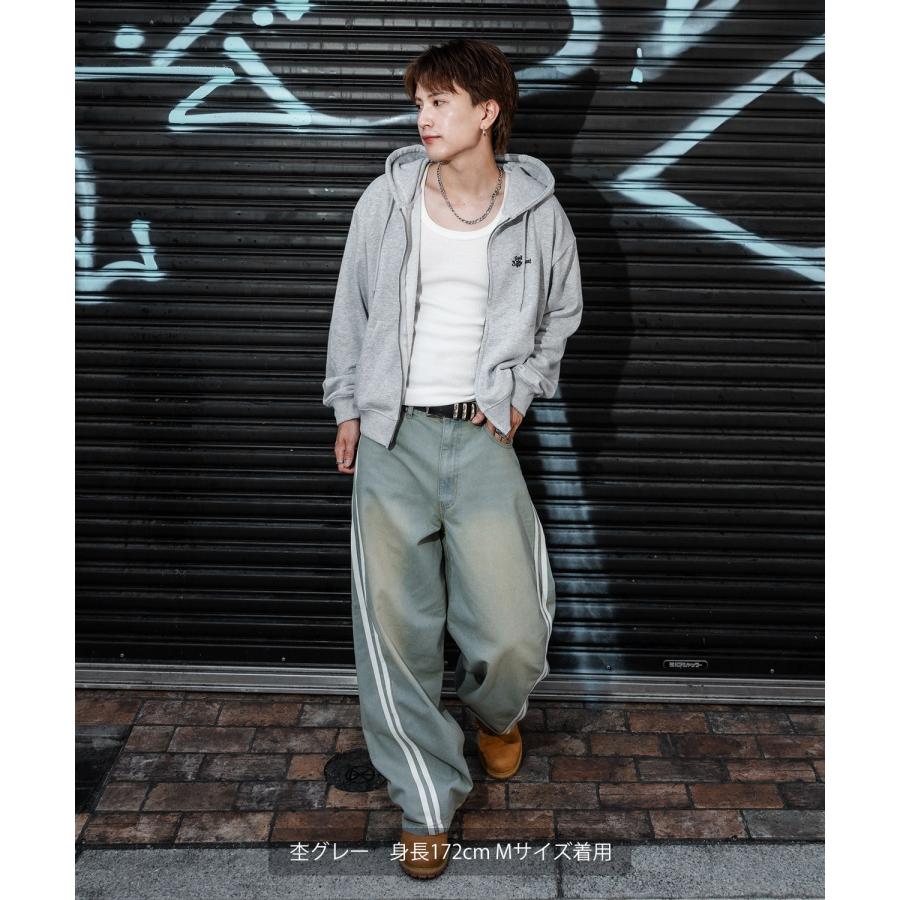 パーカー メンズ ワンポイント 刺しゅう ショート丈 裏毛 スウェッ ト ジップパーカー 秋 冬 アメカジ カジュアル Y2K ストリート 90s ストリート 韓国 | improves | 06