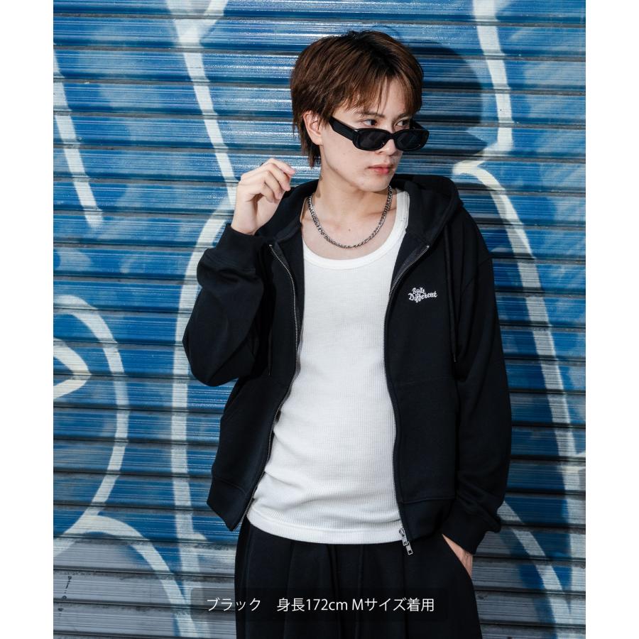 パーカー メンズ ワンポイント 刺しゅう ショート丈 裏毛 スウェッ ト ジップパーカー 秋 冬 アメカジ カジュアル Y2K ストリート 90s ストリート 韓国 | improves | 10