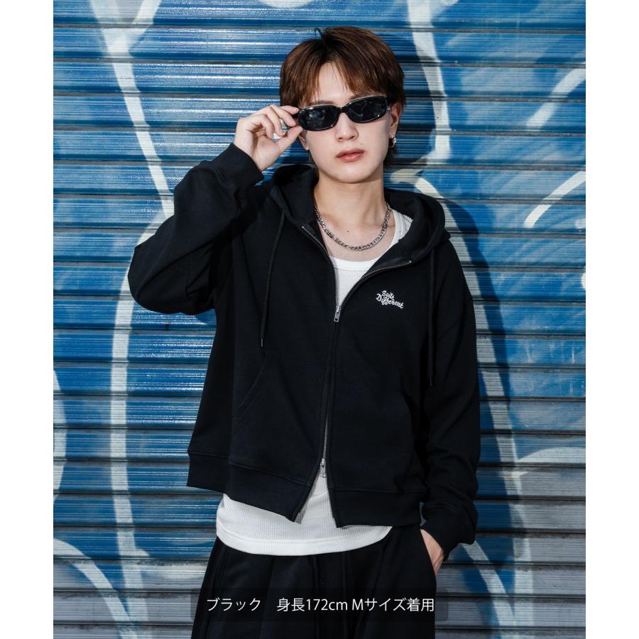 パーカー メンズ ワンポイント 刺しゅう ショート丈 裏毛 スウェッ ト ジップパーカー 秋 冬 アメカジ カジュアル Y2K ストリート 90s ストリート 韓国 | improves | 11