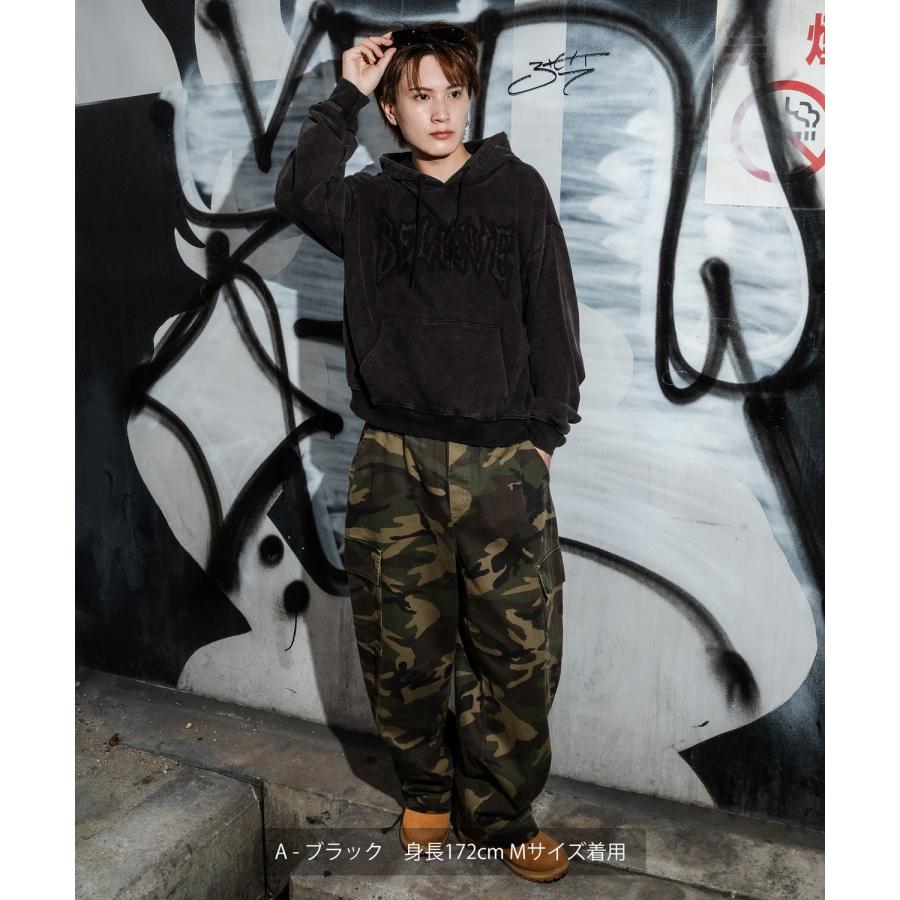 パーカー メンズ 刺しゅう ロゴ ヴィンテージ加工 ショート丈 裏毛 スウェット プルパーカー 秋 冬 アメカジ カジュアル Y2K ストリート 90s ストリート 韓国 | improves | 07