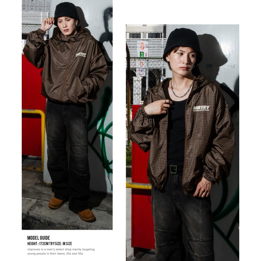 ブルゾン メンズ チェック ジップパーカー ナイロンジャケット マウンテンパーカー ウインドブレーカー アメカジ Y2K ストリート 90s ロゴ ストリート 韓国 | improves | 17