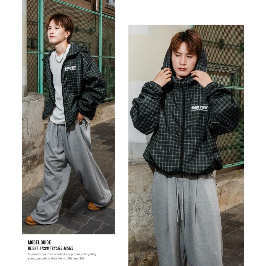 ブルゾン メンズ チェック ジップパーカー ナイロンジャケット マウンテンパーカー ウインドブレーカー アメカジ Y2K ストリート 90s ロゴ ストリート 韓国 | improves | 07