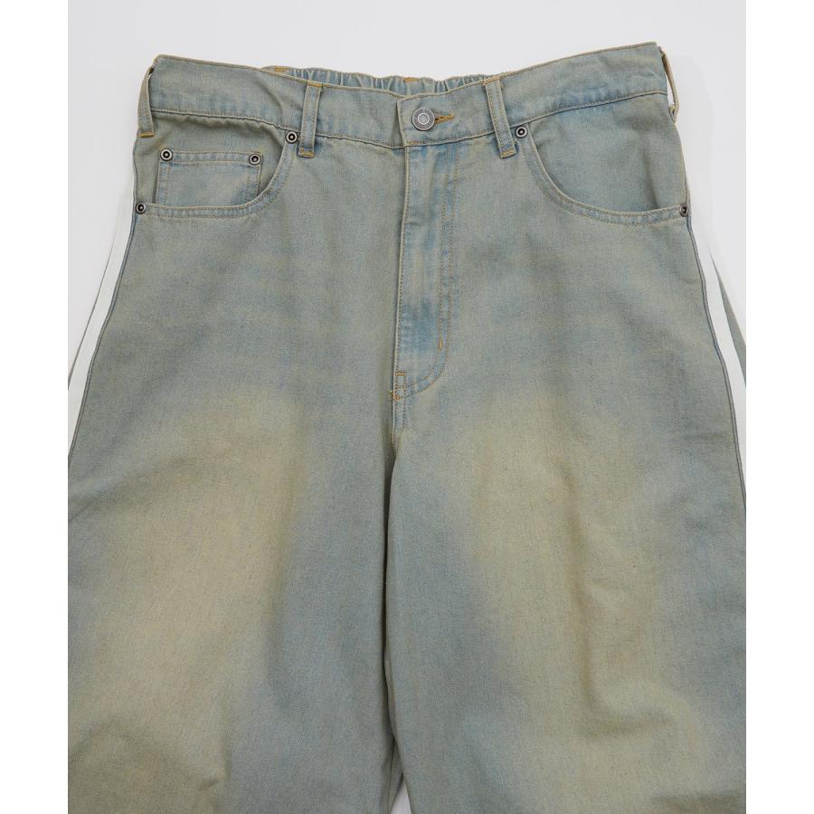 デニムパンツ メンズ サイドライン ワイド ジーンズ ヴィンテージ加工 春 秋 冬 アメカジ ワークスタイル Y2K ストリート 90s ストリート 韓国 | improves | 14