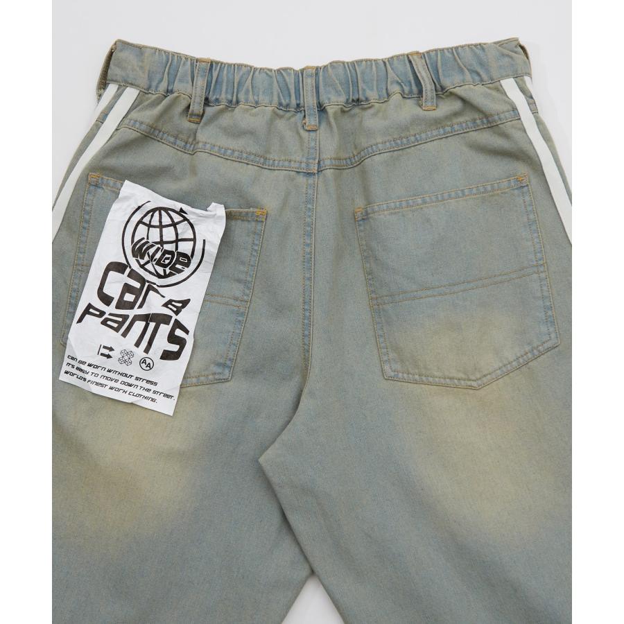 デニムパンツ メンズ サイドライン ワイド ジーンズ ヴィンテージ加工 春 秋 冬 アメカジ ワークスタイル Y2K ストリート 90s ストリート 韓国 | improves | 15