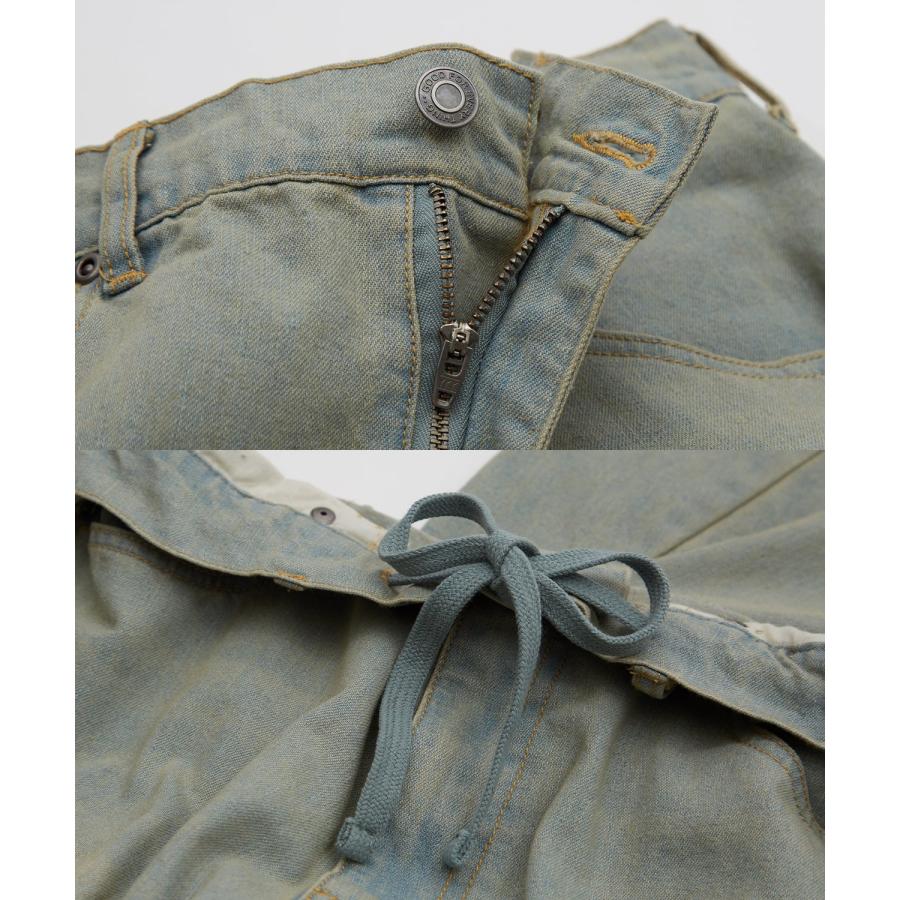 デニムパンツ メンズ サイドライン ワイド ジーンズ ヴィンテージ加工 春 秋 冬 アメカジ ワークスタイル Y2K ストリート 90s ストリート 韓国 | improves | 16