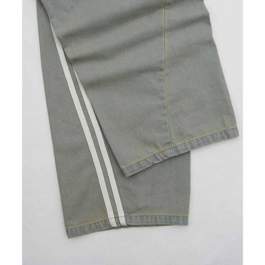 デニムパンツ メンズ サイドライン ワイド ジーンズ ヴィンテージ加工 春 秋 冬 アメカジ ワークスタイル Y2K ストリート 90s ストリート 韓国 | improves | 18