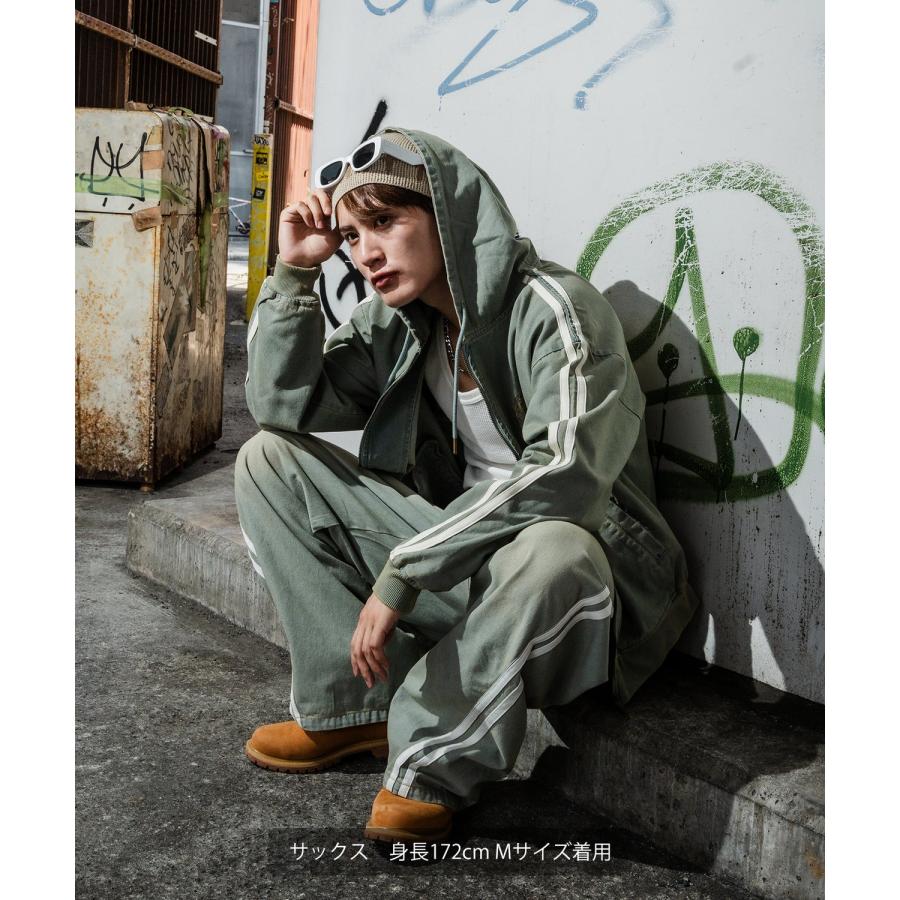 デニムパンツ メンズ サイドライン ワイド ジーンズ ヴィンテージ加工 春 秋 冬 アメカジ ワークスタイル Y2K ストリート 90s ストリート 韓国 | improves | 11