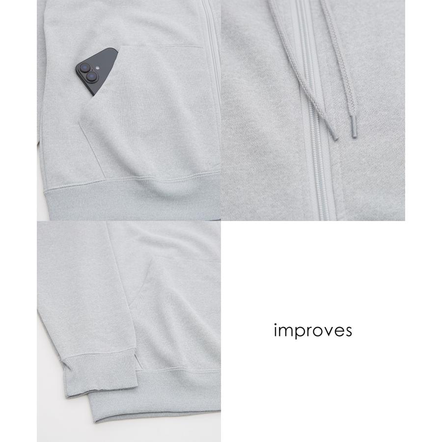 パーカー メンズ スウェット フーディー フルジップ セットアップ 無地 シンプル ゆったり 大きいサイズ カジュアル ベーシック ノームコア ストリート | improves | 22