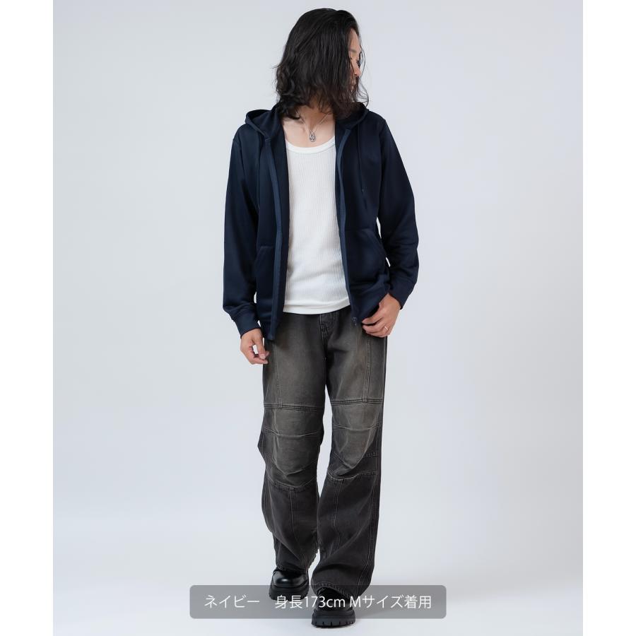 パーカー メンズ スウェット フーディー フルジップ セットアップ 無地 シンプル ゆったり 大きいサイズ カジュアル ベーシック ノームコア ストリート | improves | 12