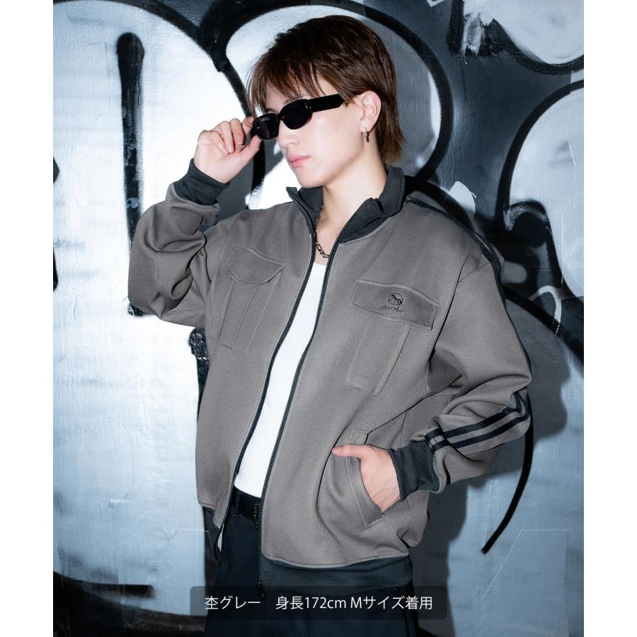 ジャージ メンズ ラインジャージ ブルゾン トラックジャケット スポーツミックス カジュアル Y2K ストリート 90s レトロ 韓国ファッション ブラック ネイビー | improves | 15