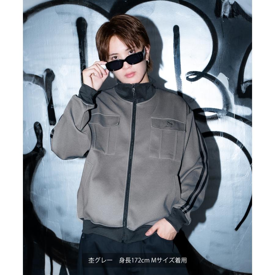 ジャージ メンズ ラインジャージ ブルゾン トラックジャケット スポーツミックス カジュアル Y2K ストリート 90s レトロ 韓国ファッション ブラック ネイビー | improves | 16