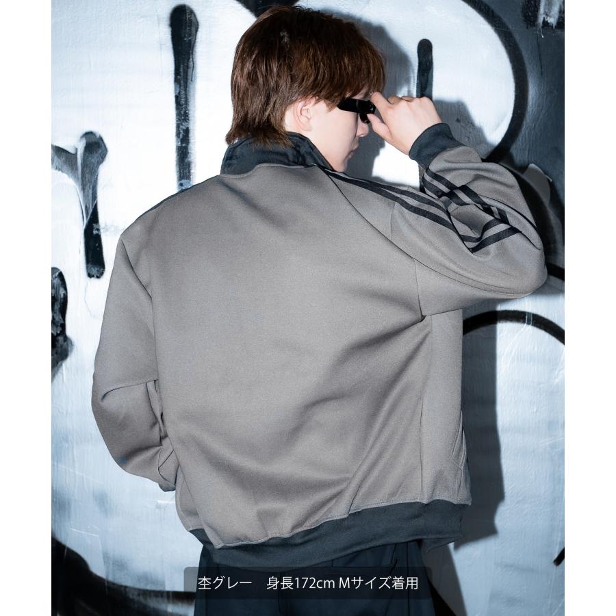 ジャージ メンズ ラインジャージ ブルゾン トラックジャケット スポーツミックス カジュアル Y2K ストリート 90s レトロ 韓国ファッション ブラック ネイビー | improves | 17