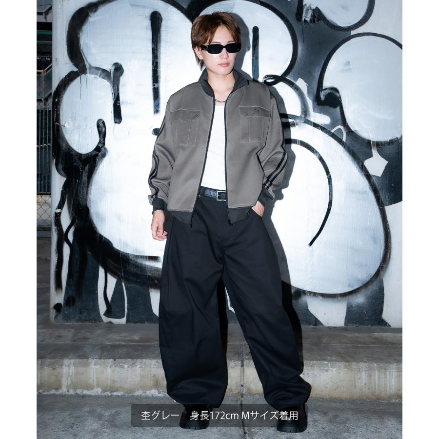 ジャージ メンズ ラインジャージ ブルゾン トラックジャケット スポーツミックス カジュアル Y2K ストリート 90s レトロ 韓国ファッション ブラック ネイビー | improves | 18