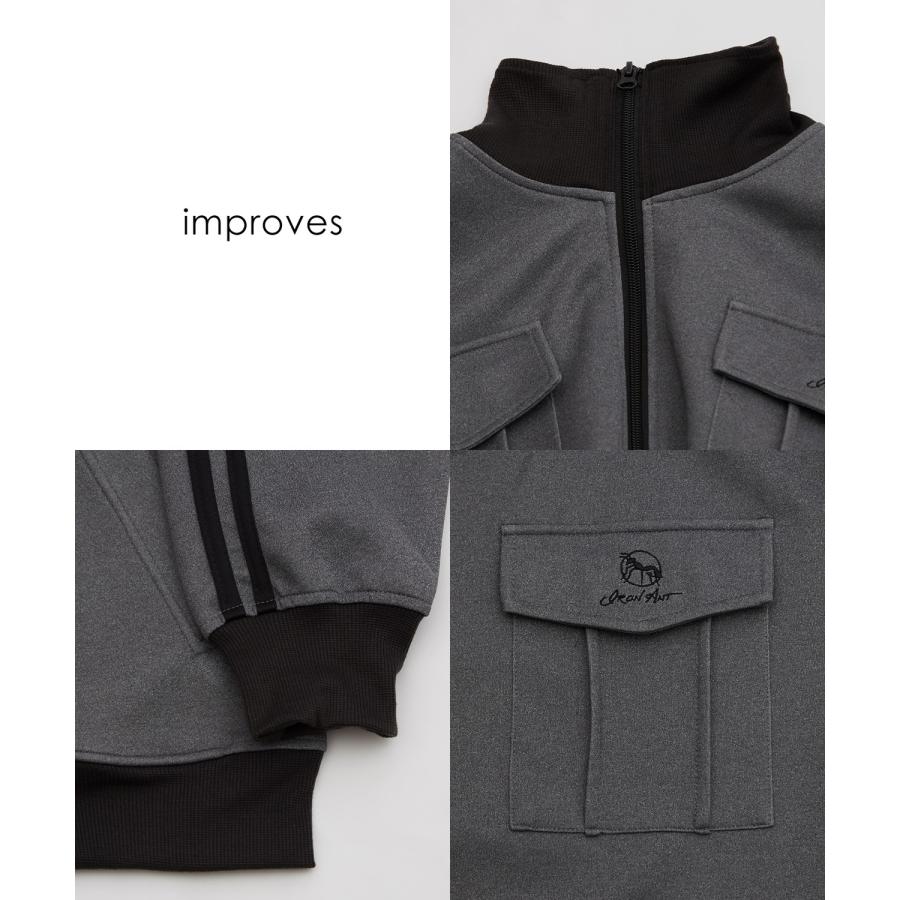 ジャージ メンズ ラインジャージ ブルゾン トラックジャケット スポーツミックス カジュアル Y2K ストリート 90s レトロ 韓国ファッション ブラック ネイビー | improves | 20