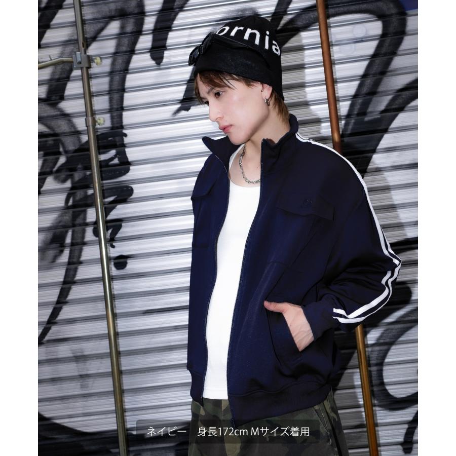 ジャージ メンズ ラインジャージ ブルゾン トラックジャケット スポーツミックス カジュアル Y2K ストリート 90s レトロ 韓国ファッション ブラック ネイビー | improves | 06