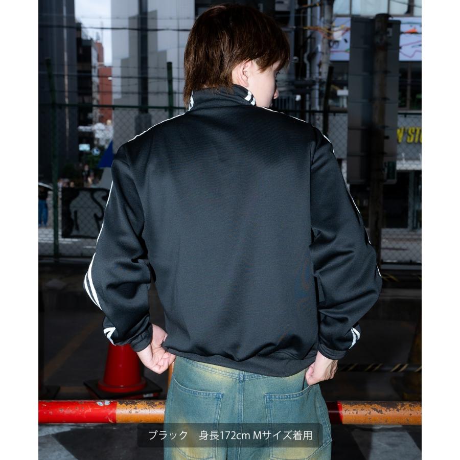 ジャージ メンズ ラインジャージ ブルゾン トラックジャケット スポーツミックス カジュアル Y2K ストリート 90s レトロ 韓国ファッション ブラック ネイビー | improves | 10