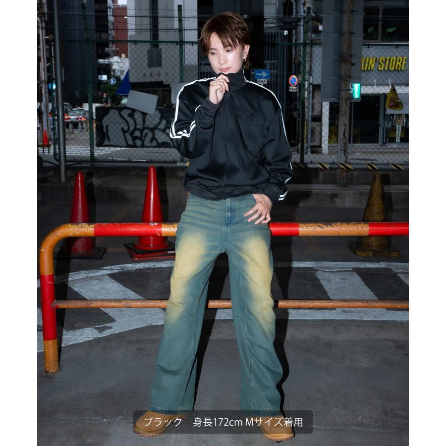 ジャージ メンズ ラインジャージ ブルゾン トラックジャケット スポーツミックス カジュアル Y2K ストリート 90s レトロ 韓国ファッション ブラック ネイビー | improves | 12