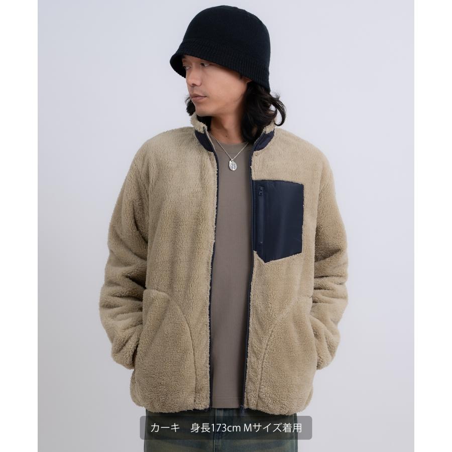 ブルゾン メンズ スタンドカラー ボアジャケット アメカジ カジュアル Y2K ストリート 90s ストリート 韓国ファッション ブラック ネイビー カーキ | improves | 14