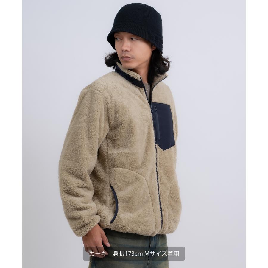 ブルゾン メンズ スタンドカラー ボアジャケット アメカジ カジュアル Y2K ストリート 90s ストリート 韓国ファッション ブラック ネイビー カーキ | improves | 15