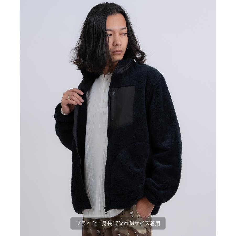 ブルゾン メンズ スタンドカラー ボアジャケット アメカジ カジュアル Y2K ストリート 90s ストリート 韓国ファッション ブラック ネイビー カーキ | improves | 04