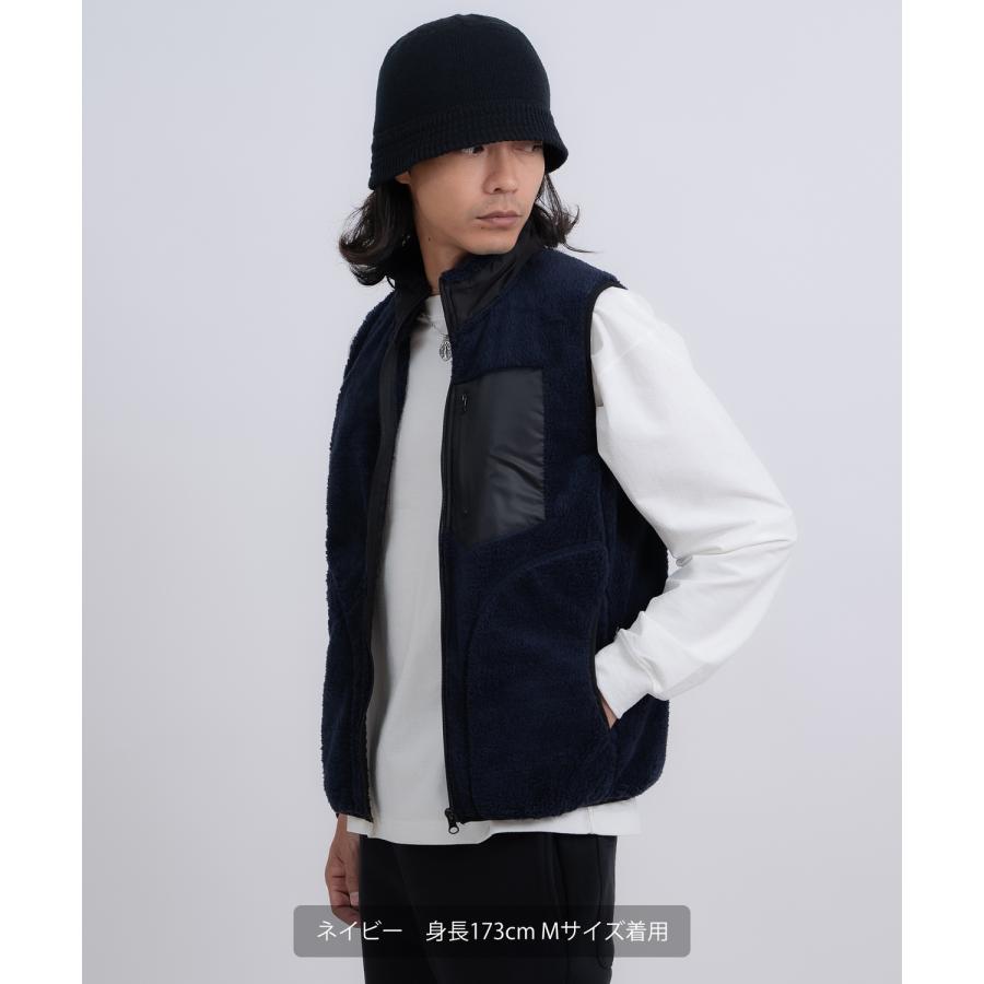 ベスト メンズ スタンドカラー ボアベスト アメカジ カジュアル Y2K ストリート 90s ストリート 韓国ファッション ネイビー カーキ | improves | 04