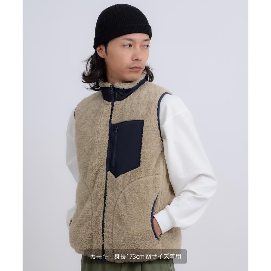 ベスト メンズ スタンドカラー ボアベスト アメカジ カジュアル Y2K ストリート 90s ストリート 韓国ファッション ネイビー カーキ | improves | 08