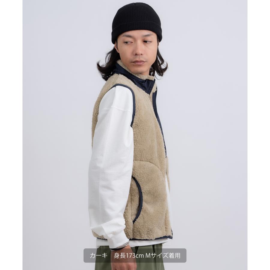 ベスト メンズ スタンドカラー ボアベスト アメカジ カジュアル Y2K ストリート 90s ストリート 韓国ファッション ネイビー カーキ | improves | 09