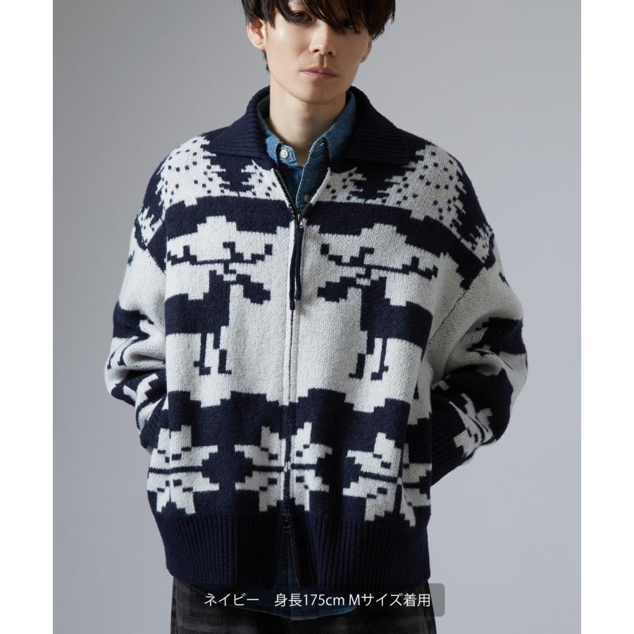 セーター メンズ ノルディック柄 カウチンニット ジップ セーター アメカジ カジュアル ベーシック 大人カジュアル ブラウン ネイビー グレー | improves | 13