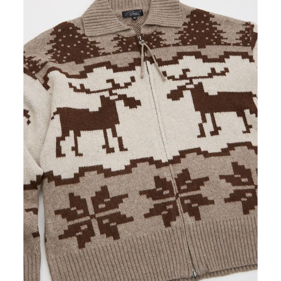 セーター メンズ ノルディック柄 カウチンニット ジップ セーター アメカジ カジュアル ベーシック 大人カジュアル ブラウン ネイビー グレー | improves | 21