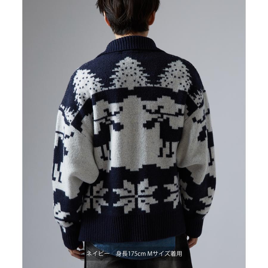 セーター メンズ ノルディック柄 カウチンニット ジップ セーター アメカジ カジュアル ベーシック 大人カジュアル ブラウン ネイビー グレー | improves | 12