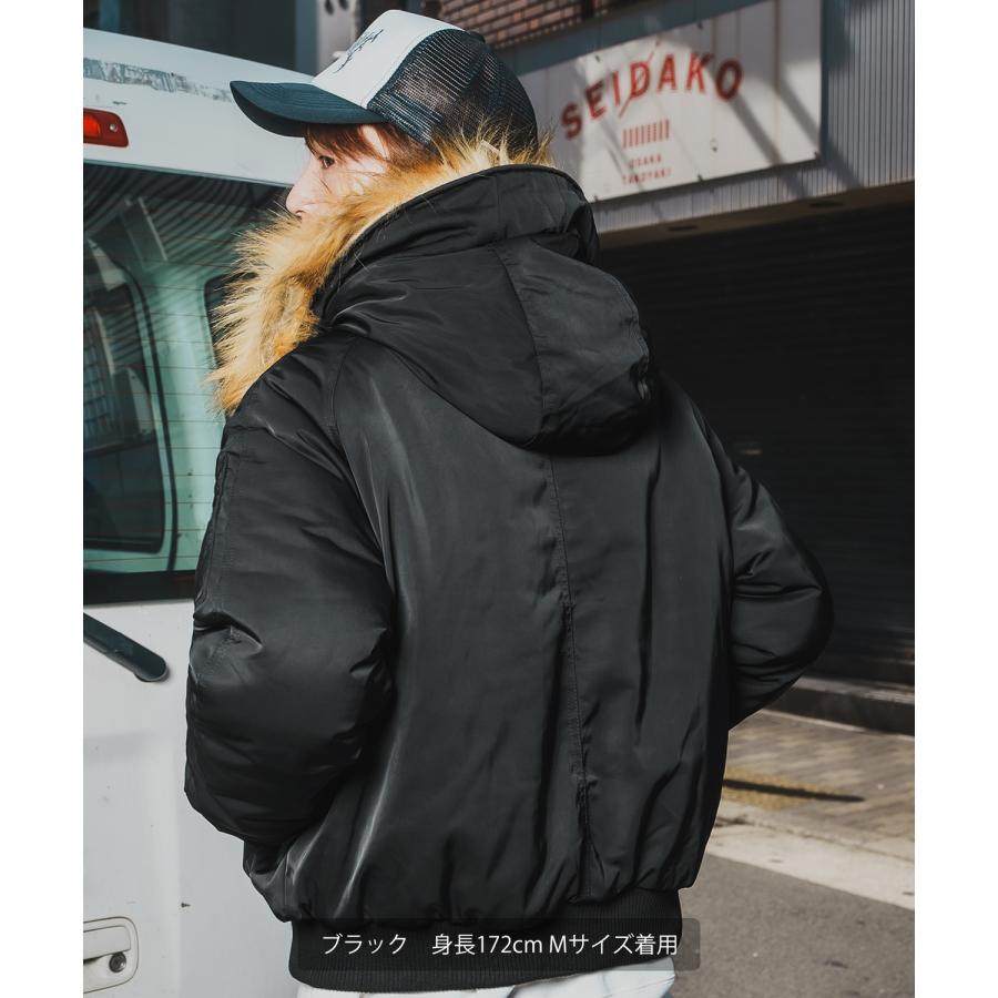 ミリタリージャケット メンズ N-2B ミリタリーコート ファージャケット ショートコート 大きめ アメカジ カジュアル ワーク スケーター ストリート 古着MIX 韓国 | improves | 05