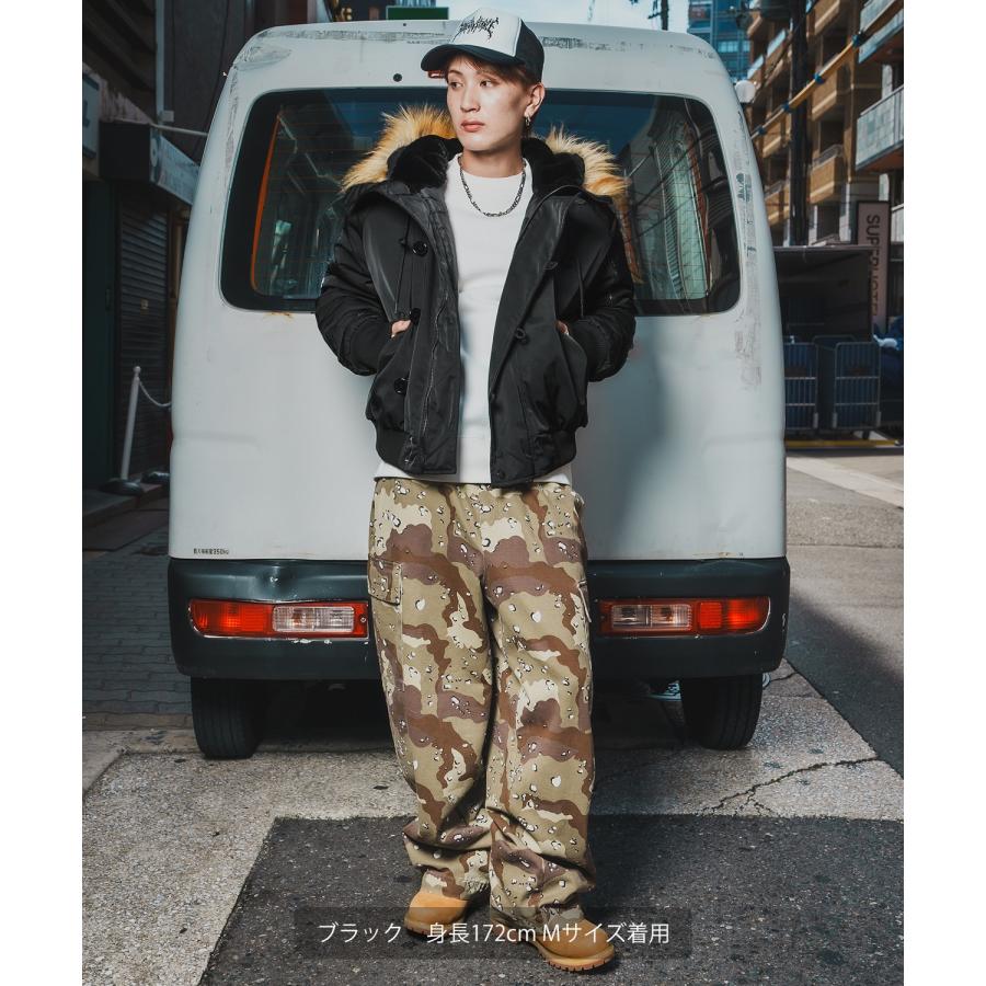 ミリタリージャケット メンズ N-2B ミリタリーコート ファージャケット ショートコート 大きめ アメカジ カジュアル ワーク スケーター ストリート 古着MIX 韓国 | improves | 06